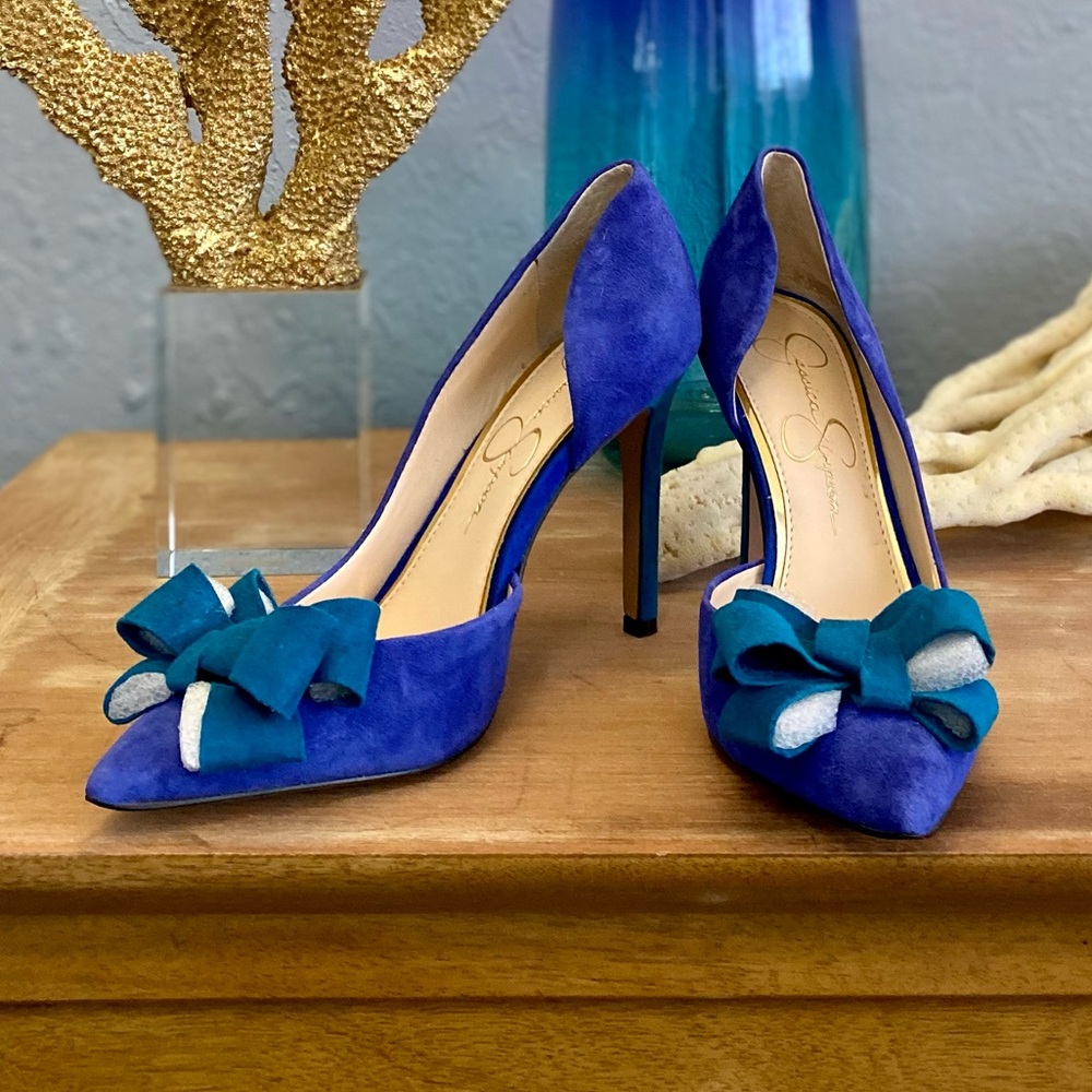 Jessica Simpson Carlene Bow Pumps - Cobalt and Turquoise - New without tags/box
